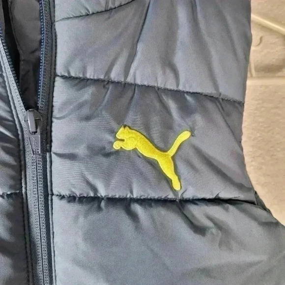 Puma Vest Grey Blue Puffer Vest Full Zip Youth Sm 7/8 - Picture 6 of 8